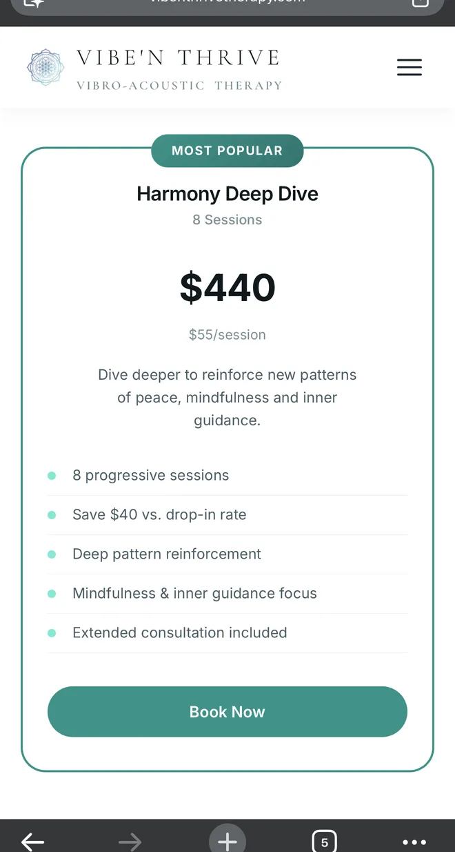 Vibe N Thrive mobile - pricing